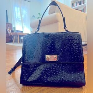 Kate Spade Orchard Hill Doris top handle hand bag, navy blue leather